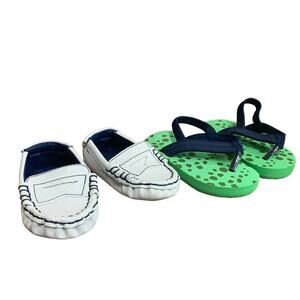 Lot of 2 Baby Boy Size 2 White Penny Loafers Polka Dot Flip Flops Toddler Shoes